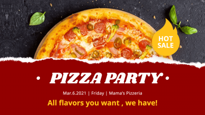 Fashion Paper Tear Style Pizza Party Facebook Event Cover