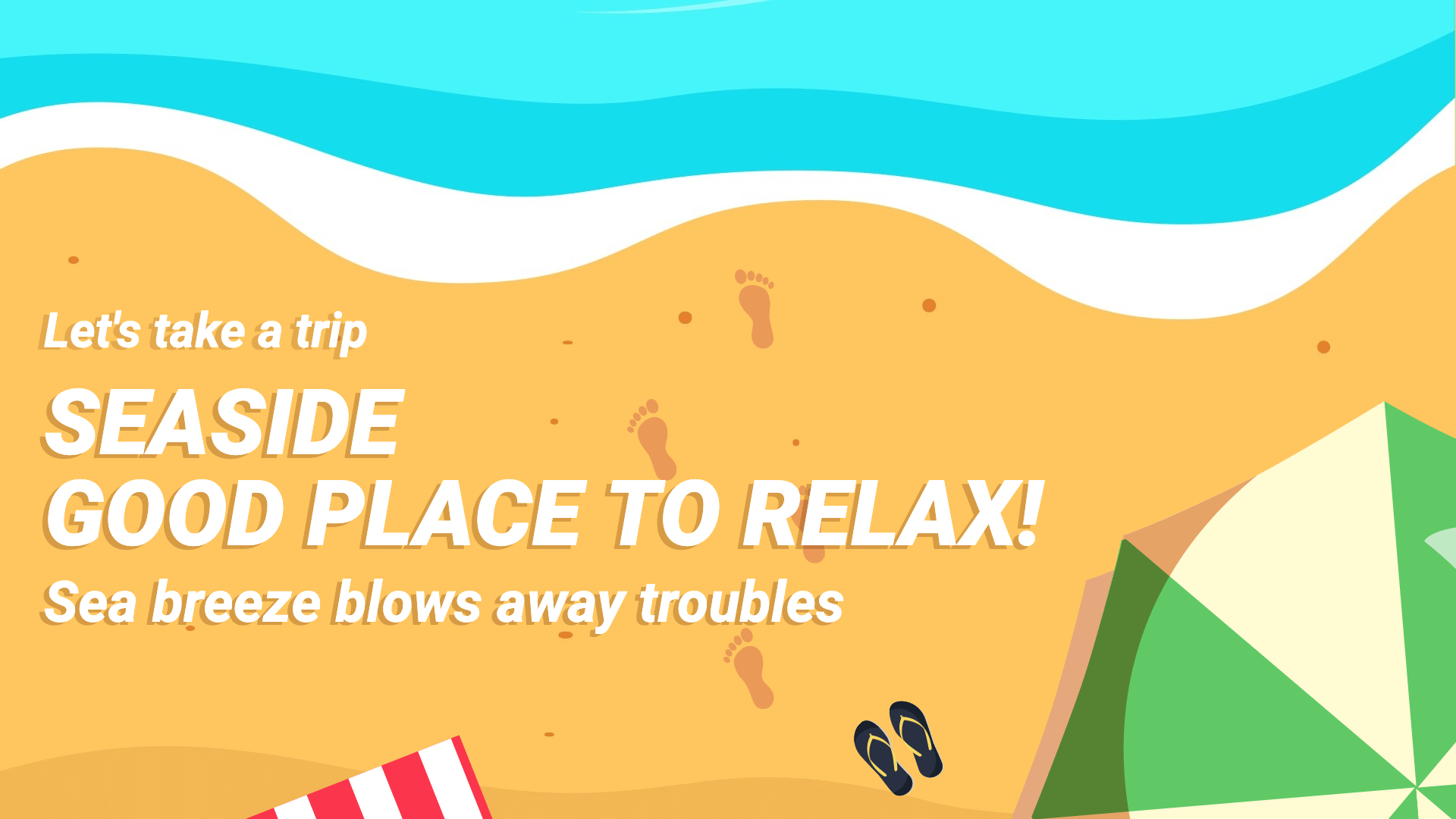 Cartoon Seaside Scene Trip Invitation Facebook Event Cover
