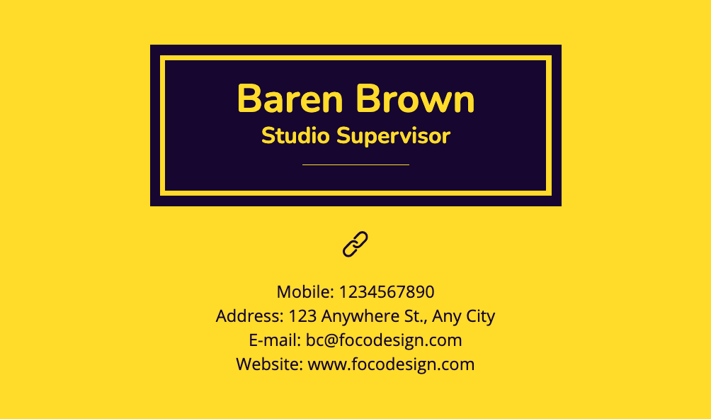 Studio Supervisor Introduction Business Card