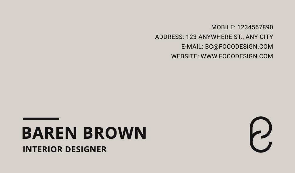 Designer Card Template Simple Fashion Style