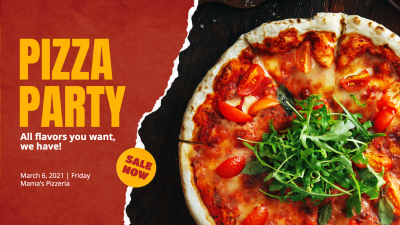 Creative Style Paper Tear Frame Pizza Party Facebook Event Cover