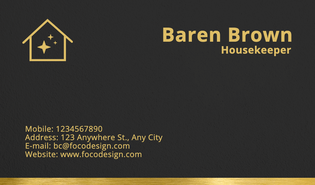 Luxury Style Housekeeper Personal Information Business Card