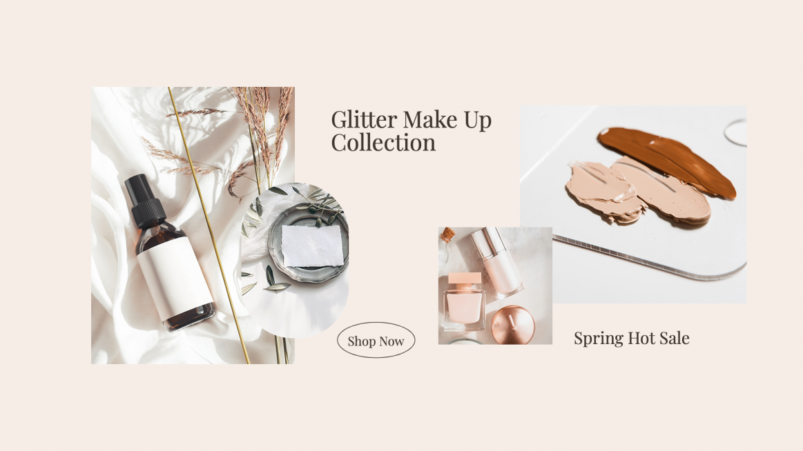 Literary Style Makeup Collection Display Sale Ecommerce Banner预览效果