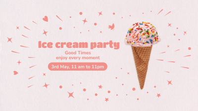 Simple Ice Cream Party Invitation Facebook Event Cover