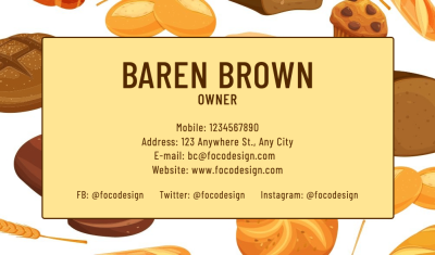 Baker Personal Information Business Card