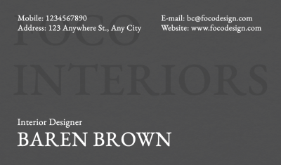 Interior Designer Personal Information Business Card