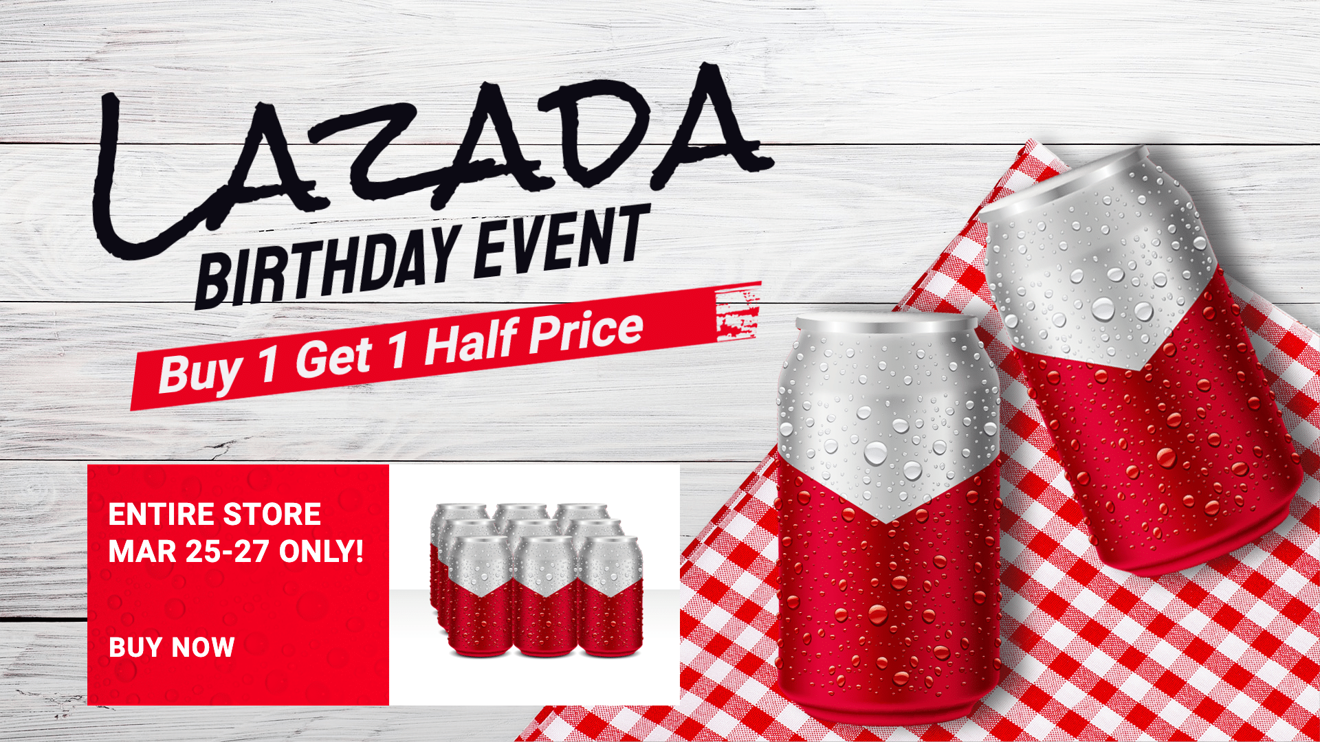 Lazada Birthday Sale Soft Drinks Pop Ecommerce Banner