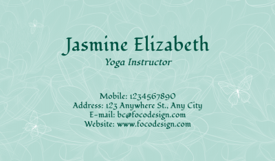 Yoga Instructor Personal Information Business Card