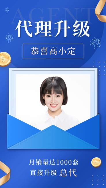 代理升级喜报个人表彰预览效果