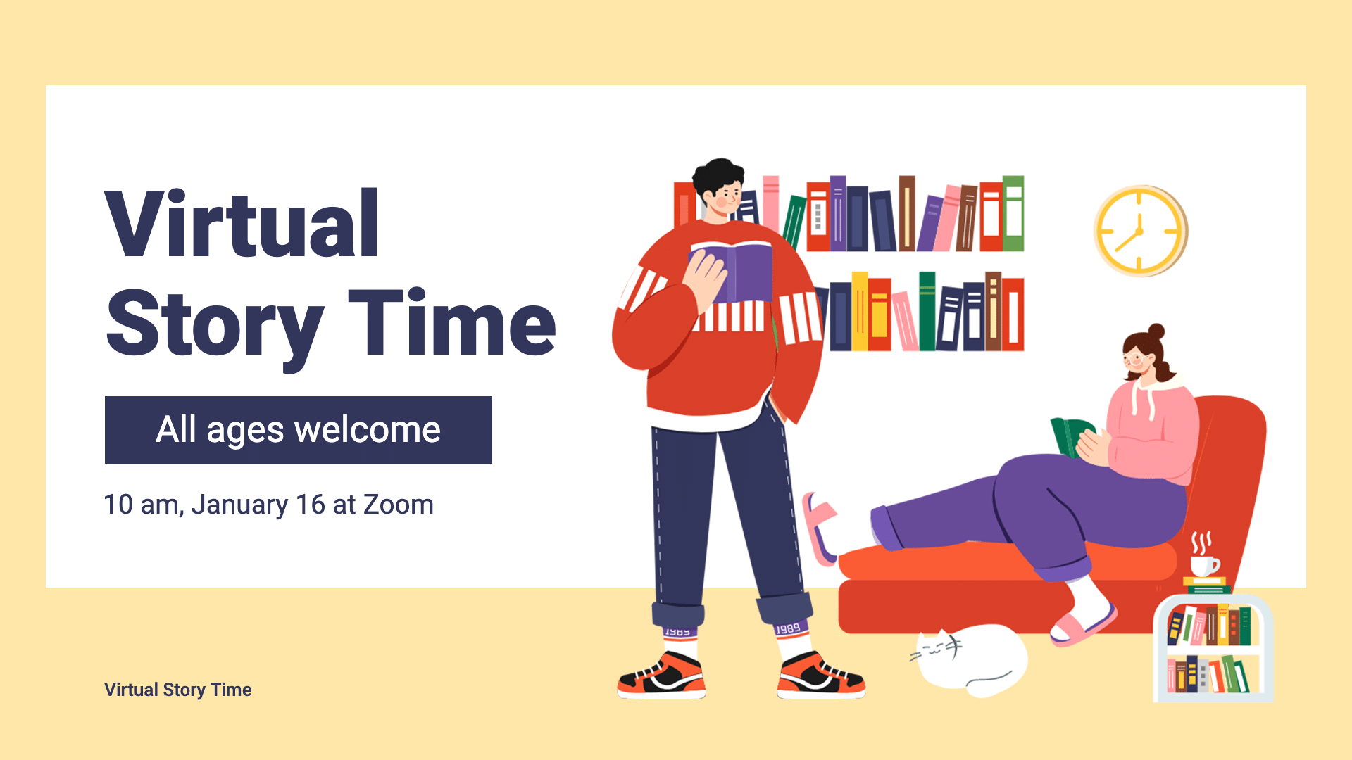 Cartoon Virtual Story Time Invitation Facebook Event Cover