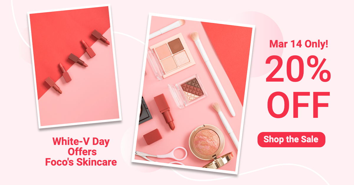 White Valentine's Day Skincare Promotion Display Ecommerce Banner