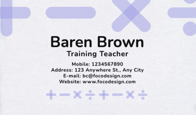 Commercial Training Teacher Personal Information Typesetting Business Card