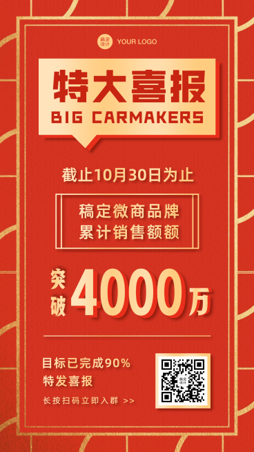 特大目标达成喜报团队销量表彰预览效果