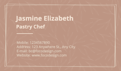 Pastry Chef Personal Contact Information Business Card