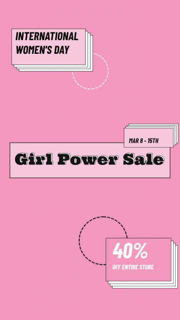 Pure Pink Color Background Simple Fashion Women's Day Promotion Discount Ecommerce Story预览效果