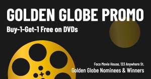 White Typesetting Golden Globe Movie DVDs Promotion Ecommerce Banner