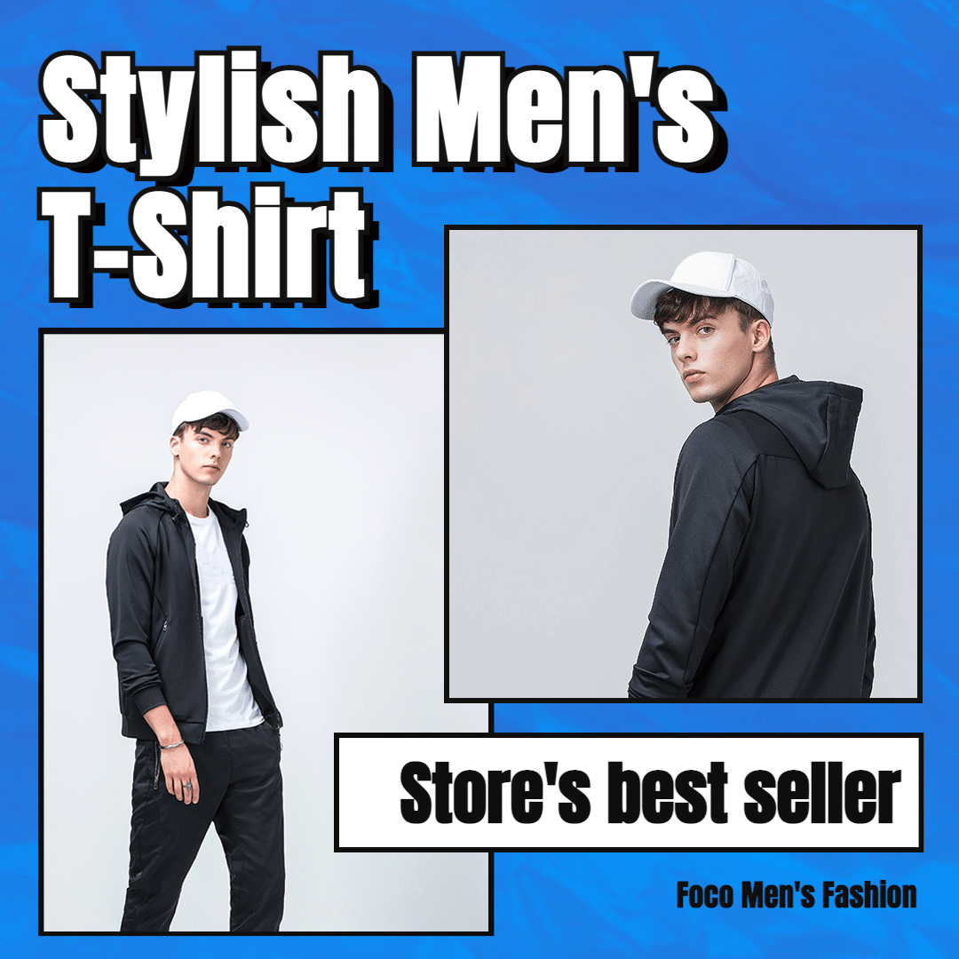 Simple Fashion Men's Wear T-shitr Display Sale Ecommerce Product Image预览效果