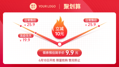 聚划算降价曲线海报banner