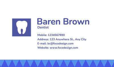 Dentist Personal Information Business Card