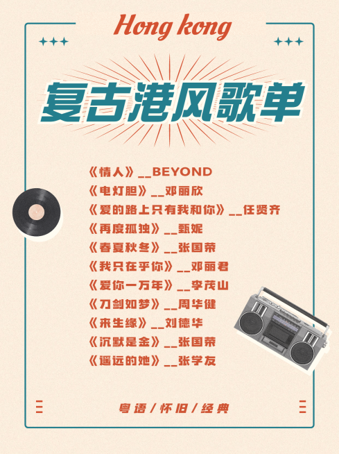 简约复古港风介绍小红书封面配图预览效果