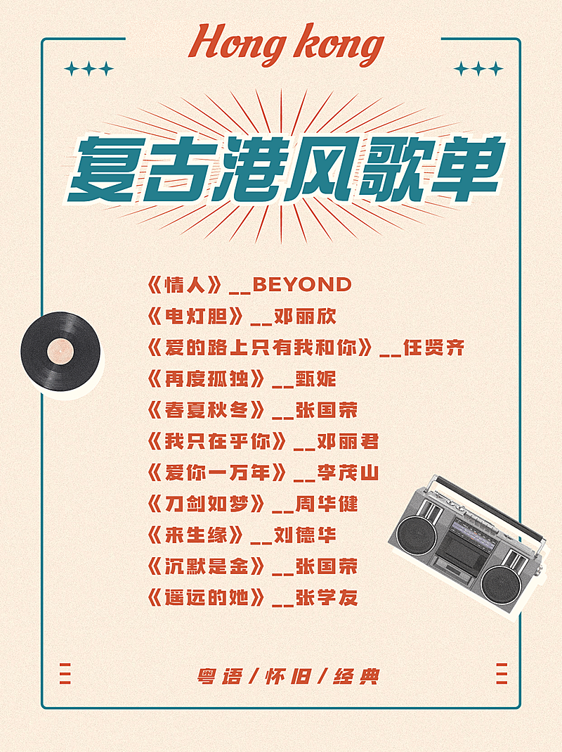 简约复古港风介绍小红书封面配图