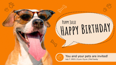 Simple Fashion Pet Dog Birthday Party Facebook Event Cover