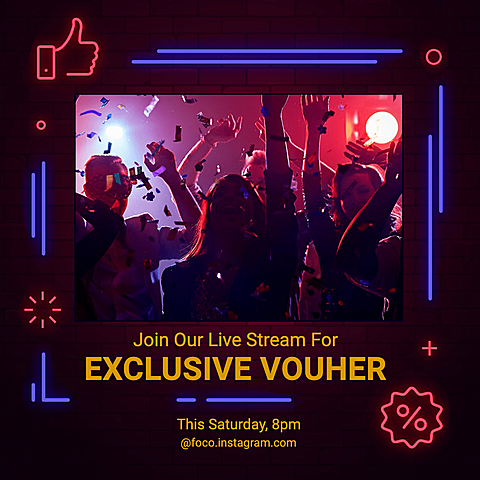 Neon Style Creative Live Broadcast Preview Ecommerce Product Image