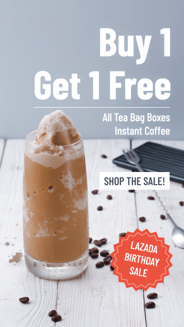 Literary Coffee Shop Lazada Birthday Sale Ecommerce Story预览效果
