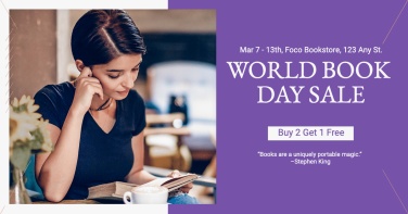 Reading Woman Literary World Book Day Sale Ecommerce Banner