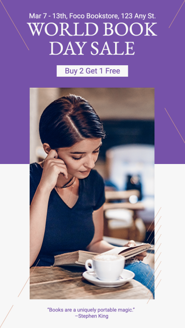 Typesetting Literary World Book Day Sale Ecommerce Story预览效果