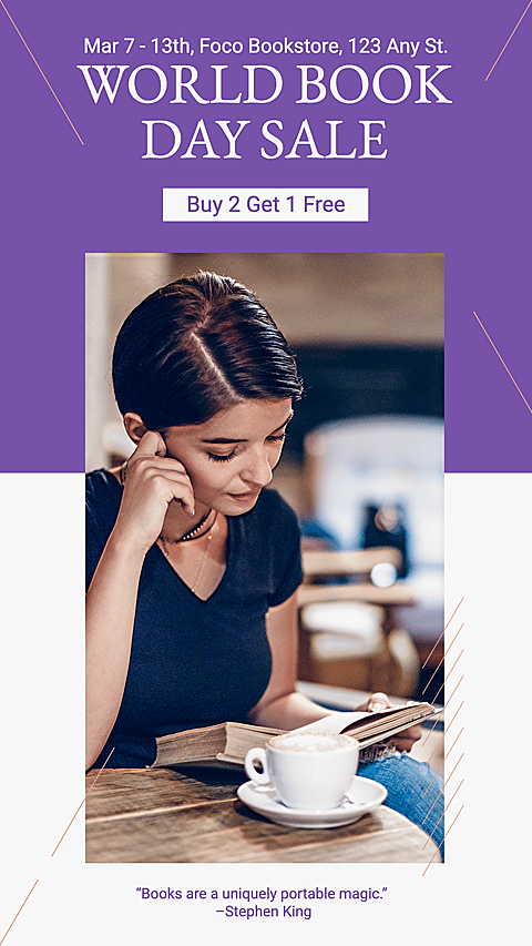 Typesetting Literary World Book Day Sale Ecommerce Story