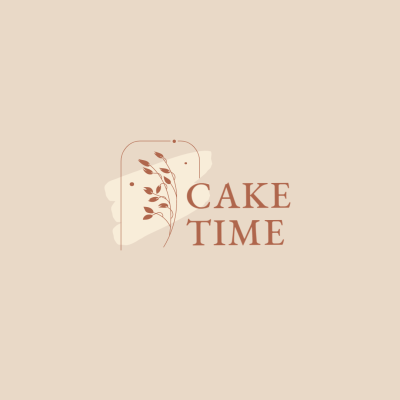 Literary Style Bakery Cake Time Logo Image