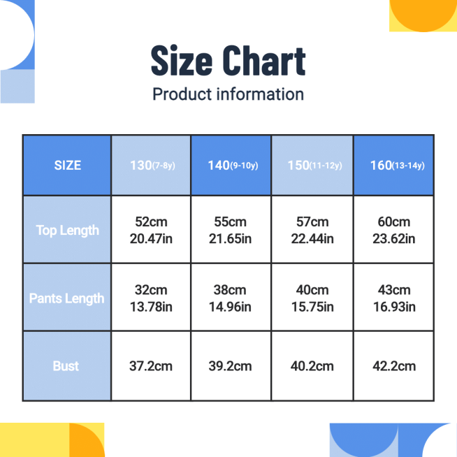 Blue Form Element Fresh Kiddy Cloth Size Chart Ecommerce Product Image预览效果