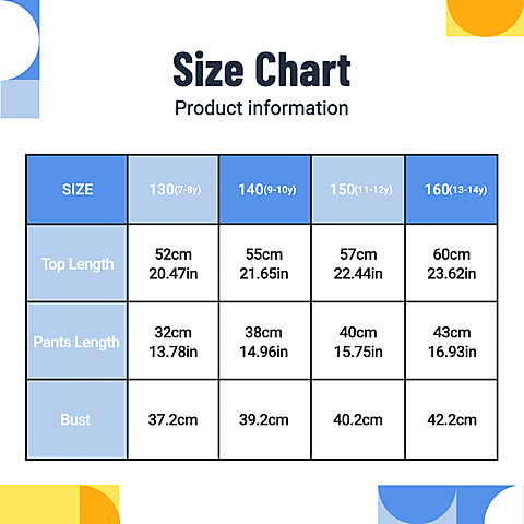 Blue Form Element Fresh Kiddy Cloth Size Chart Ecommerce Product Image