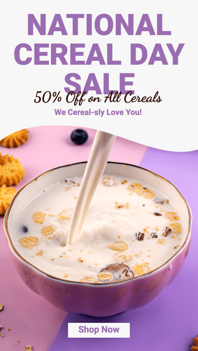 Simple Oatmeal National Cereal Day Display Sale Ecommerce Story