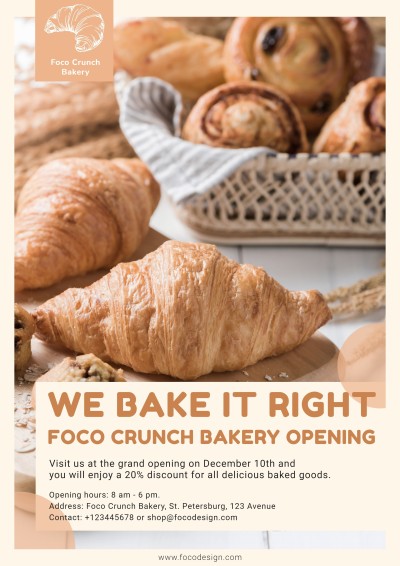 Bakery Shop New Store Grand Opening Event Advertising Flyer