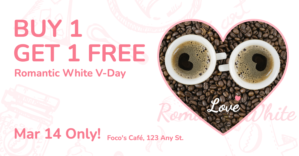 White Valentine's Day Coffee Shop Promotion Flash Sale Ecommerce Banner