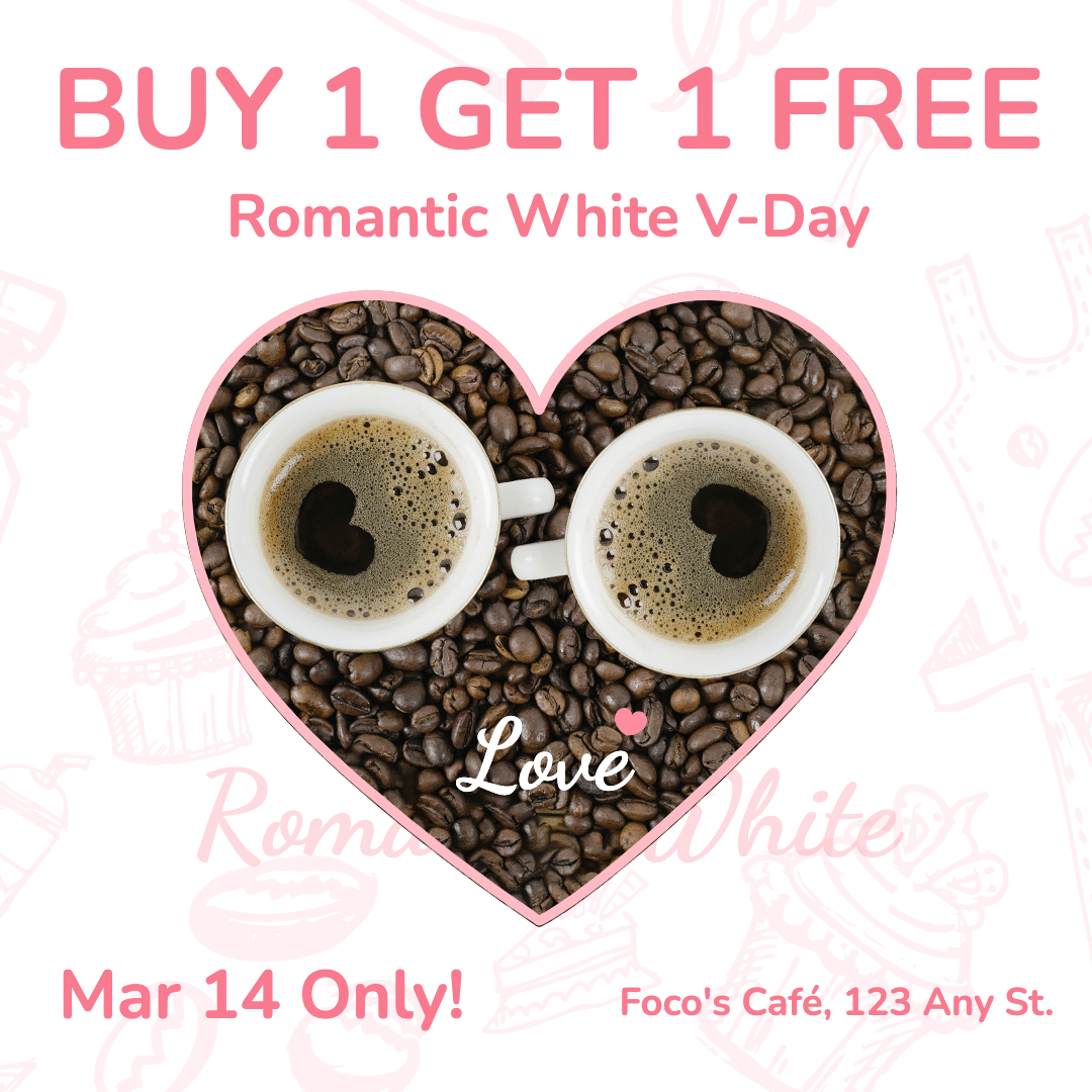 Pink Line Frame White Valentine's Day Coffee Shop Promotion Ecommerce Prodduct Image