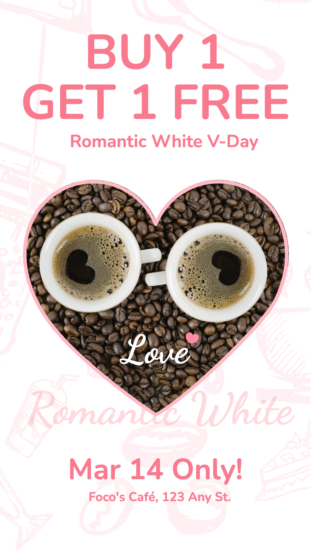 White Valentine's Day Coffee Shop Promotion Flash Sale Ecommerce Story