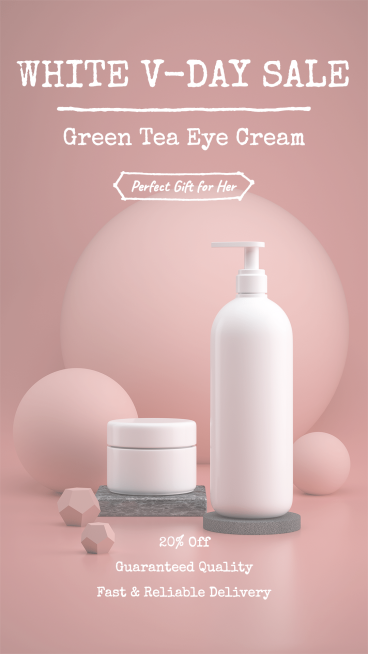 Fresh White Valentine's Day Eye Cream Discount Ecommerce Story预览效果