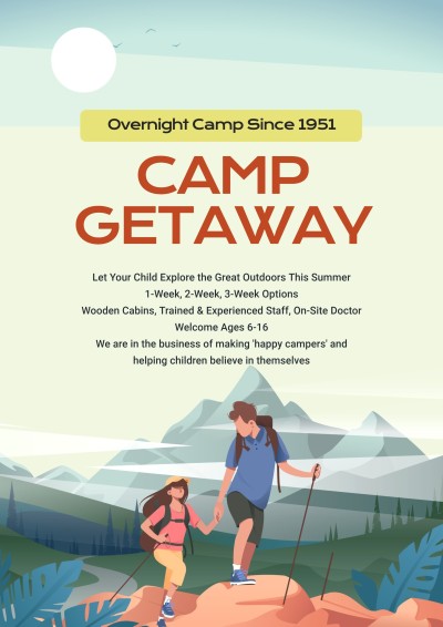 Simple Cartoon Natural Scene Summer Camp Recruits Propaganda Flyer