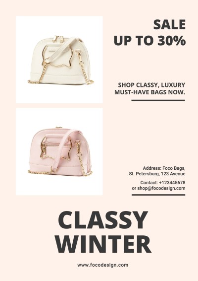 Classy Winter Women's Handbag New Arrival Propaganda Flyer