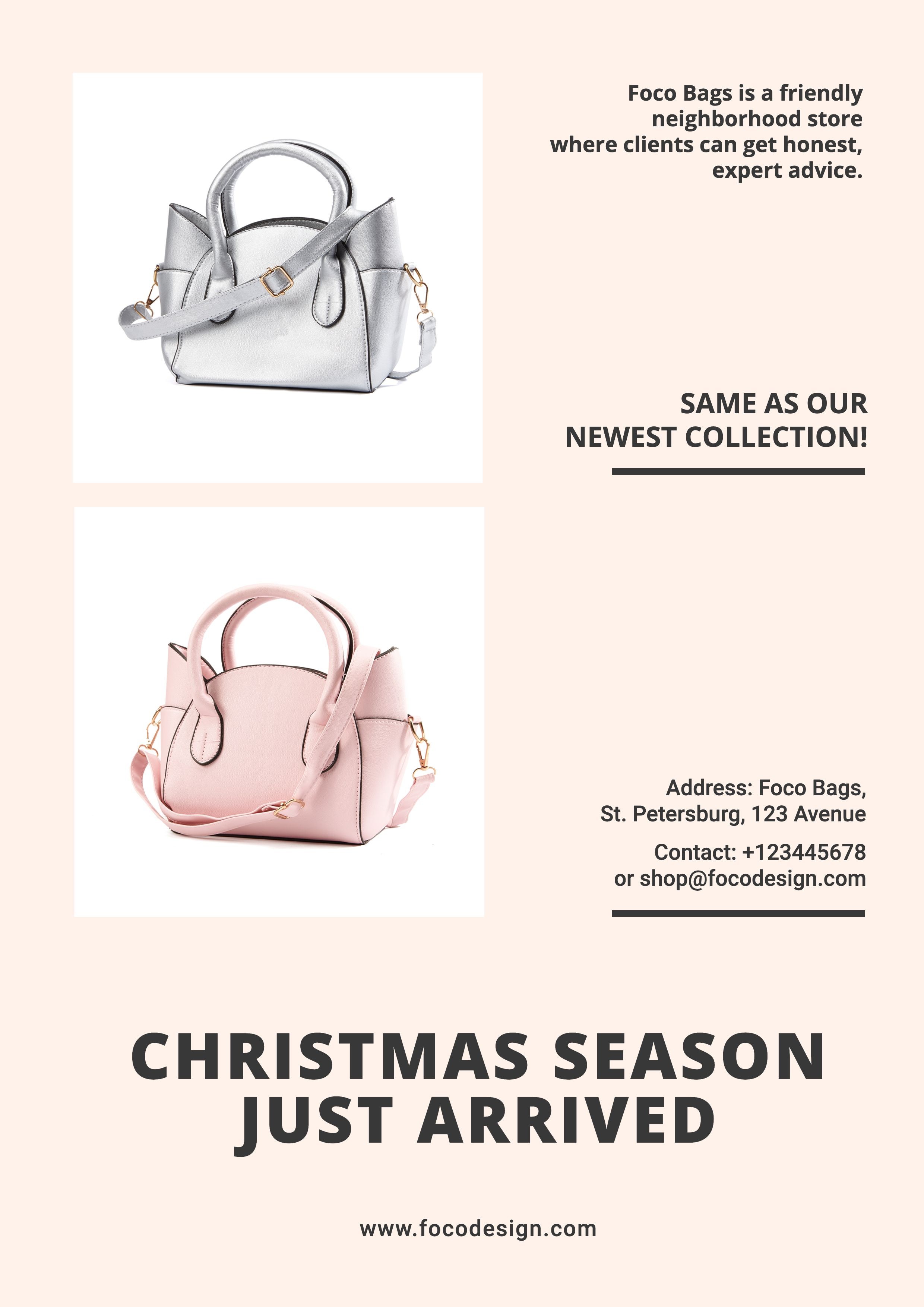 Minimalist Style Women's Handbag New Arrival Promotion Flyer