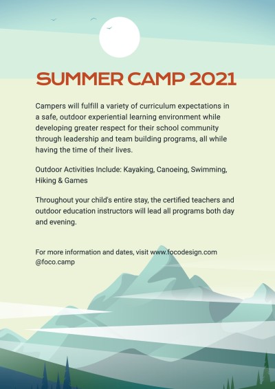 Minimalist Style Summer Camp Recruits Propaganda Flyer