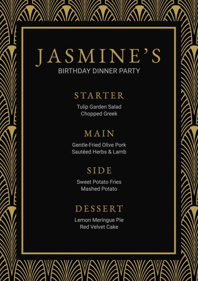 Retro Style Birthday Dinner Party Menu