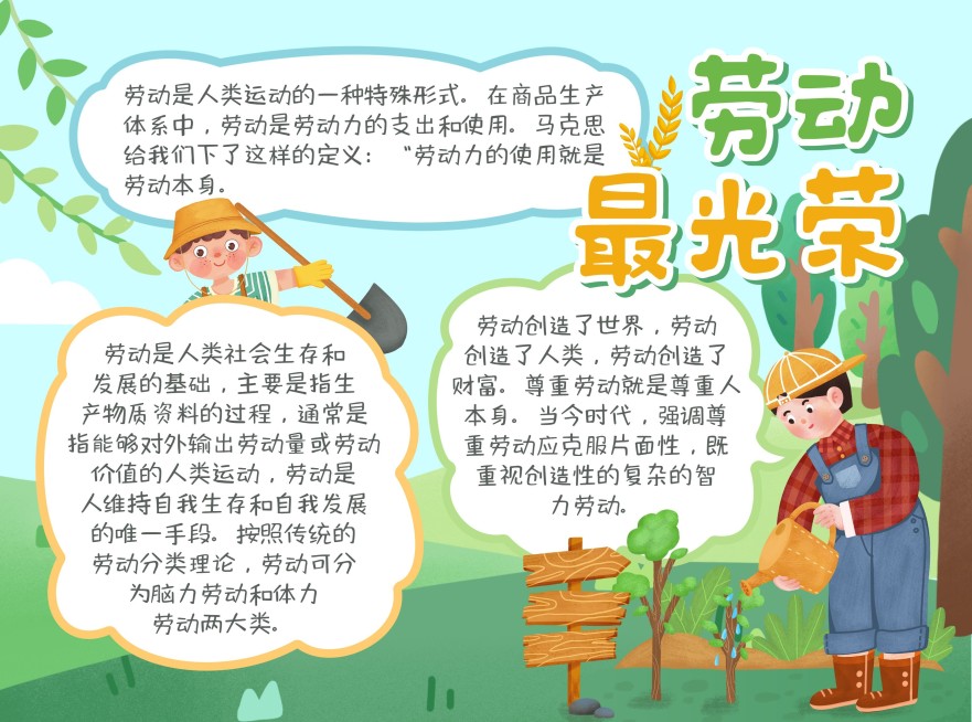 五一劳动节科普宣传手抄报预览效果