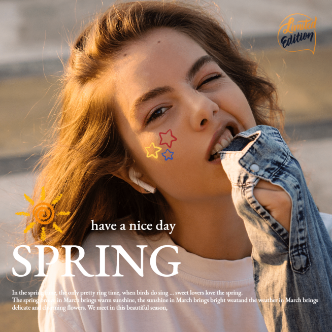 社交封面类图片标记模板-春日郊游4预览效果