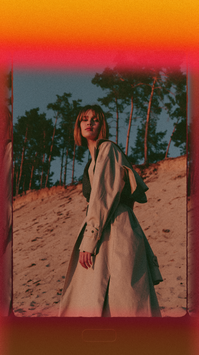 Minimalist Retro Style Seaside Scene Woman Instagram Story
