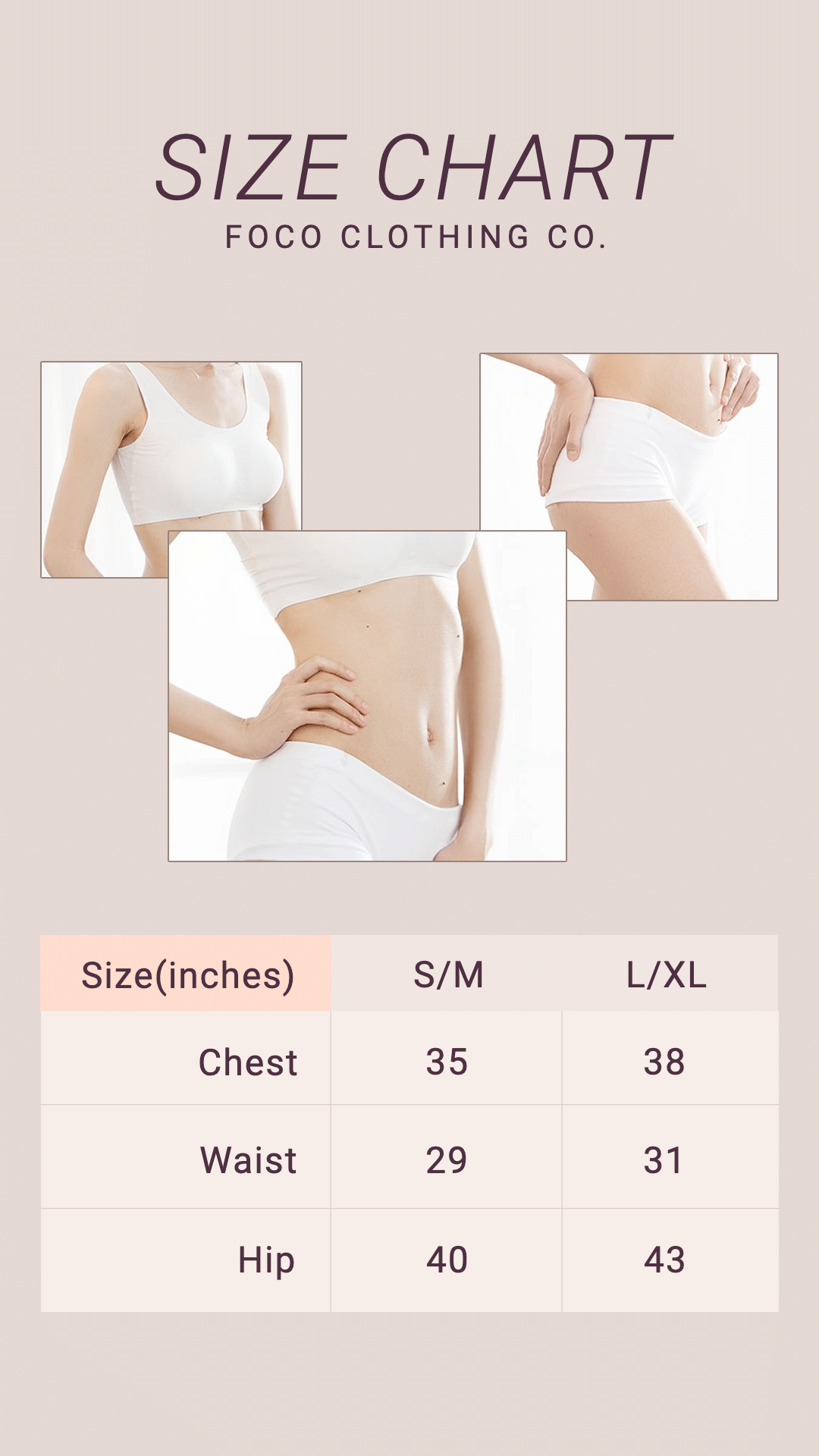 Rectangle Element Simple Style Women's Underwear Size Chart Ecommerce Story