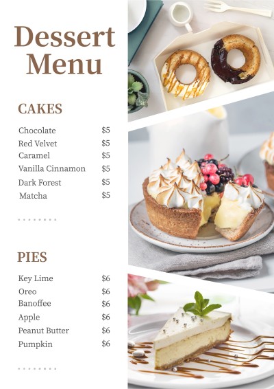 Fresh Style Dessert Menu